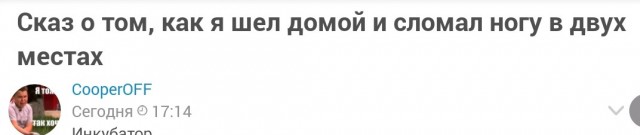 Сказ о том, как я шел домой и сломал ногу в двух местах