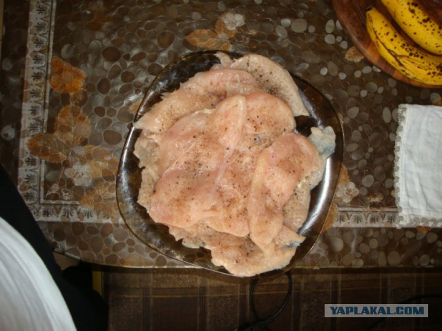куриные монстры с пюре и сыром...