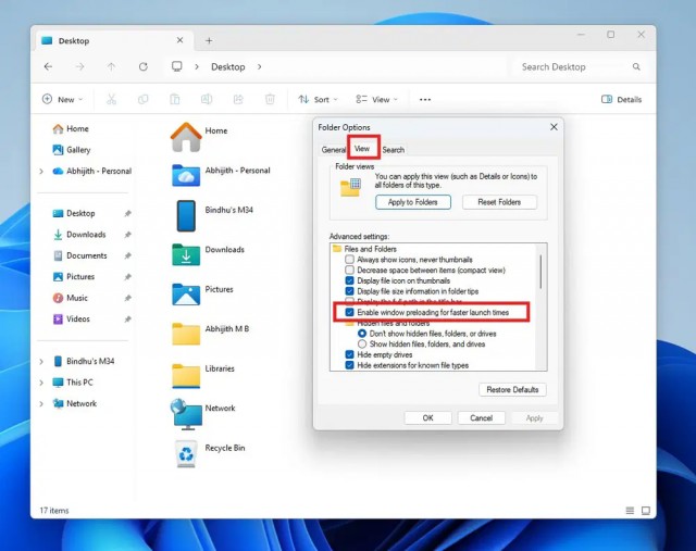 Обновленный Проводник Windows 11 с предзагрузкой работает медленнее, чем в Windows 10, и потребляет больше памяти