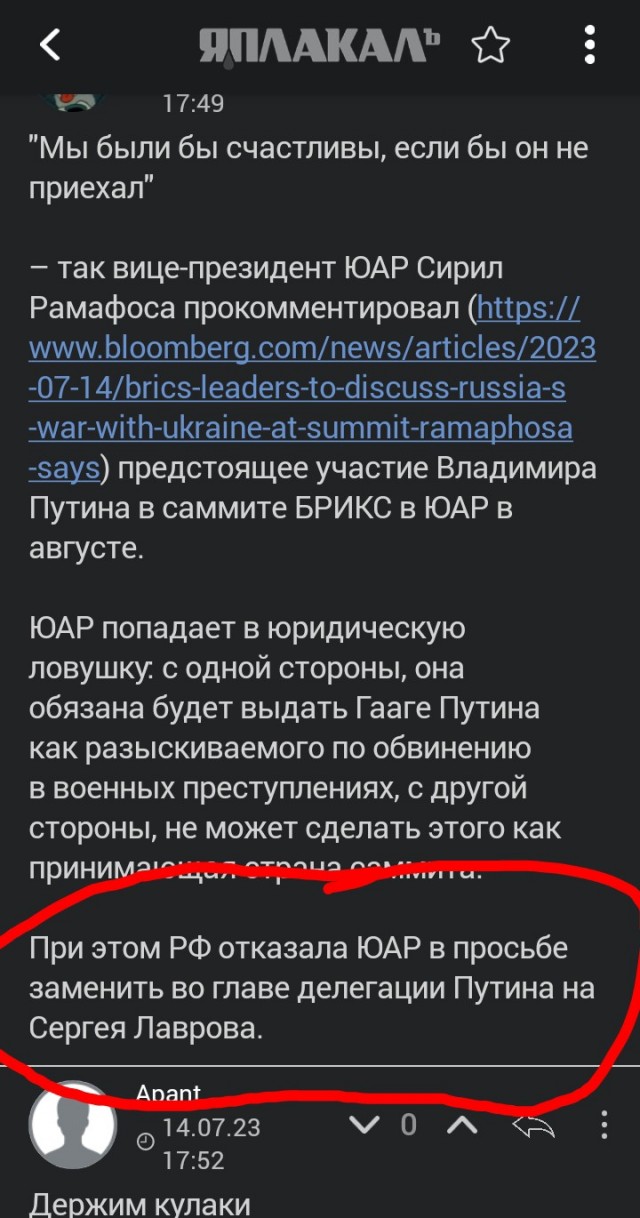 Владимир Путин не поедет в ЮАР на саммит БРИКС, сообщила администрация южноафриканского президента