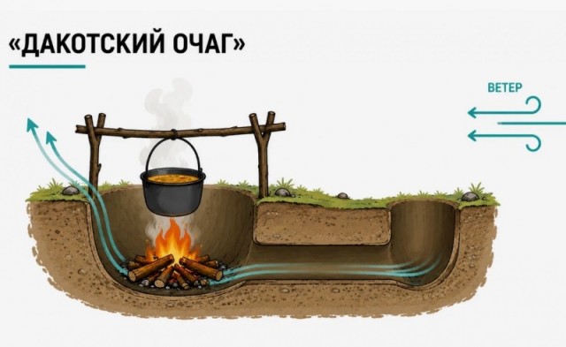 Котелок закипает быстро, а огня не видно: что за дакотский костёр советуют военным для выживания