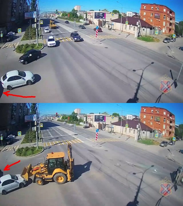 Так сегодня утром в Волгограде сошлись трактор, Nissan Qashqai, VW Tiguan и Skoda Rapid