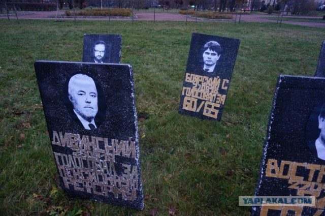 Депутатов-единороссов «похоронили» в Пулковском парке Санкт-Петербурга