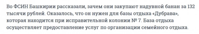 Колония в Башкирии объявила тендер на закупку «банана» для катания