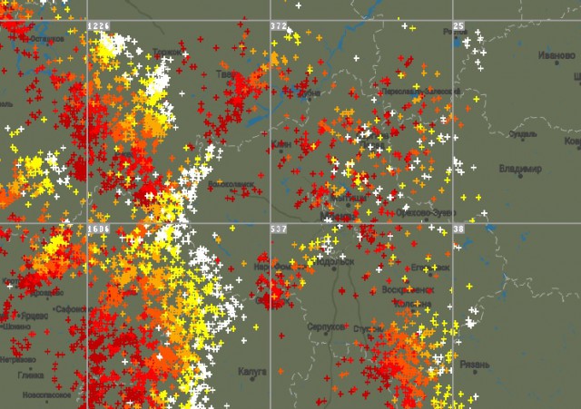 Онлайн-карта ударов молний по земле прямо сейчас