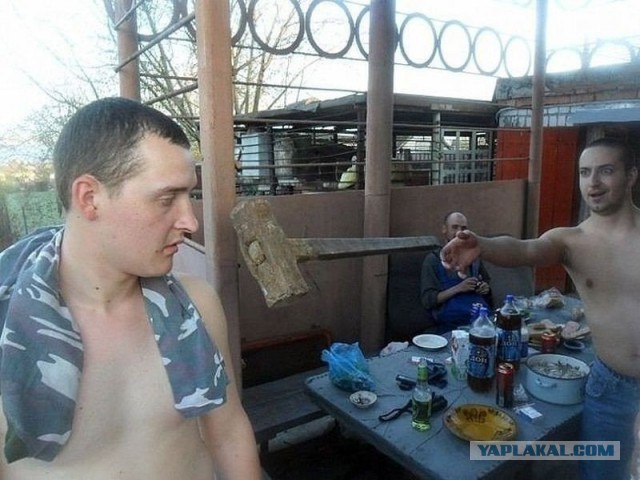 -Вась, а Вась, лови топор!