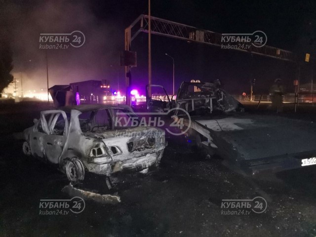 В станице Васюринской сгорела газовая заправка