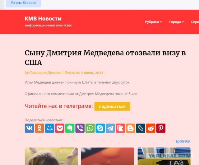 ️Сыну Дмитрия Медведева отозвали визу в США