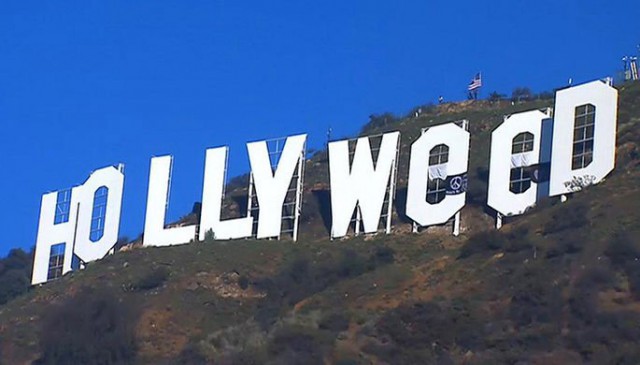 Вандал превратил знаменитую надпись Hollywood в Лос-Анджелесе в Hollyweed