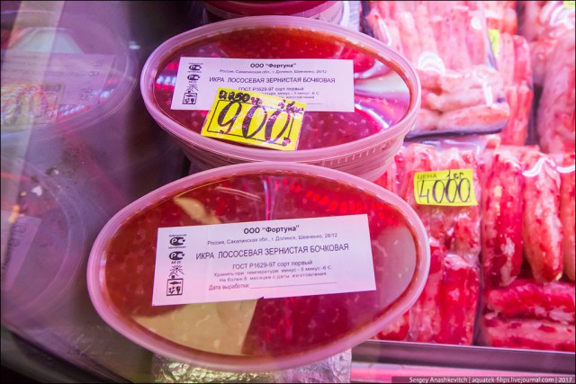 Сколько стоят икра, рыба и крабы на Сахалине