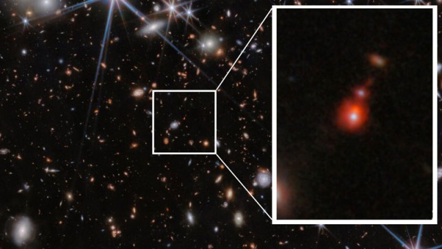 «Джеймс Уэбб» засёк древнейшее в истории наблюдений столкновение сверхмассивных чёрных дыр