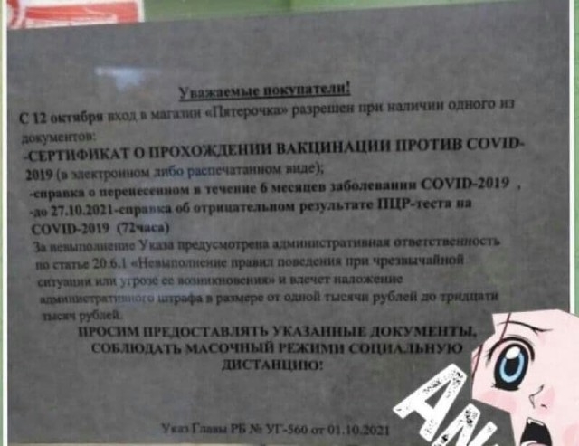 В смоленской области непривитых перестали пускать в продуктовые магазины. Фейк или правда?