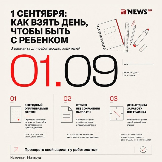 Как родителям официально взять выходной 1 сентября?