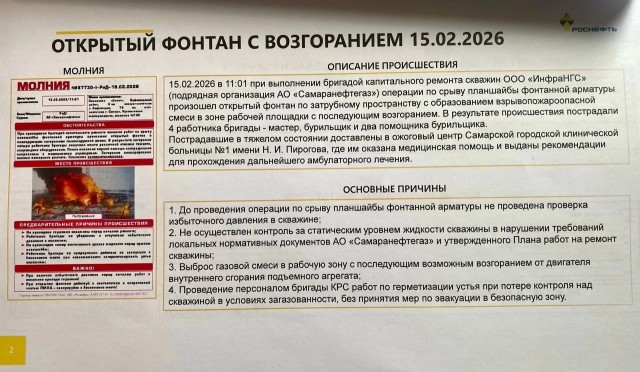 Пожар на нефтяной скважине в Самарской области