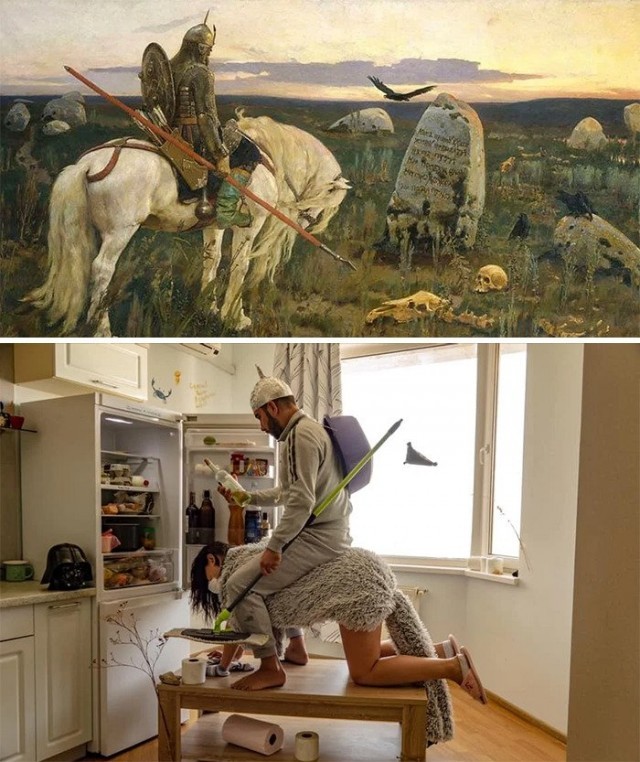 Воссоздание известных картин подручными средствами в самоизоляции