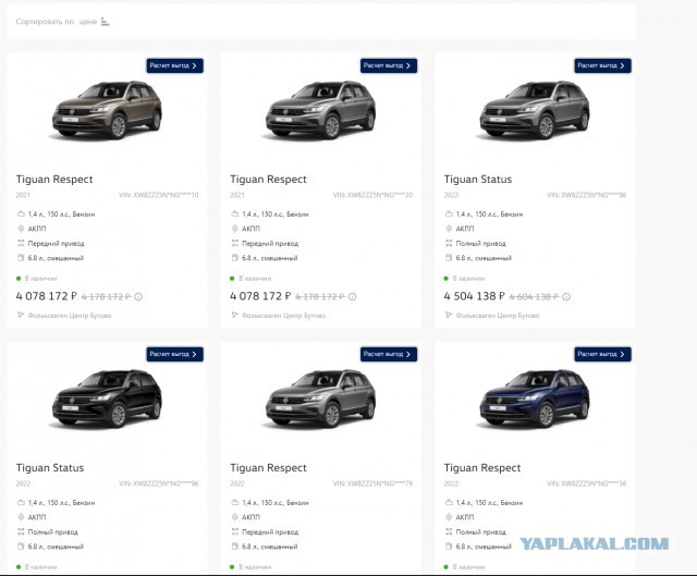 Подъехали новые цены из автосалона.