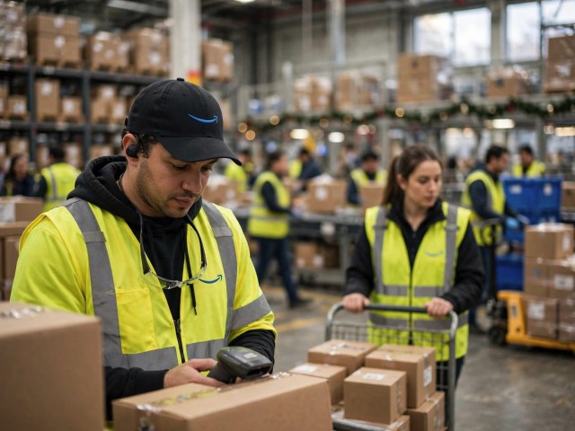 Amazon наймёт 300000 сезонных работников перед праздниками. Средняя ЗП составляет 1600 руб. в час, за 8-час.смену - 13 тысяч руб