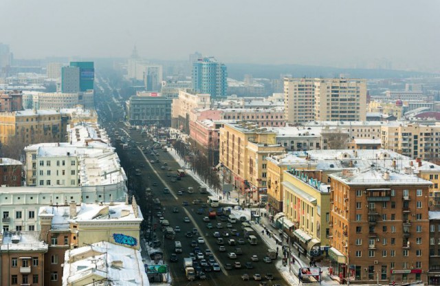 Зимний Челябинск с высоты птичьего полета