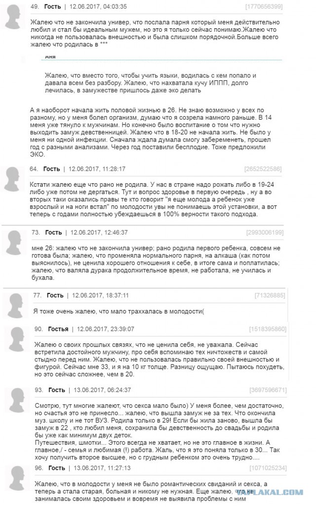 Девушки около 30 лет, о чем вы жалеете?