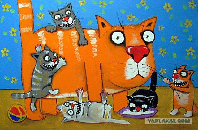 Забавные рисованные кошки
