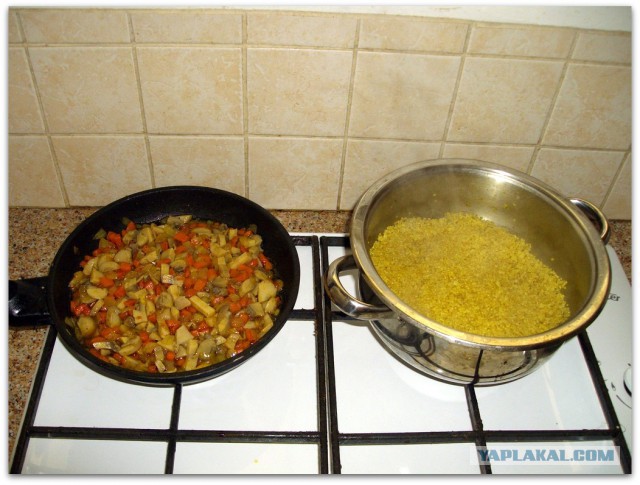 Киноа с грибами.