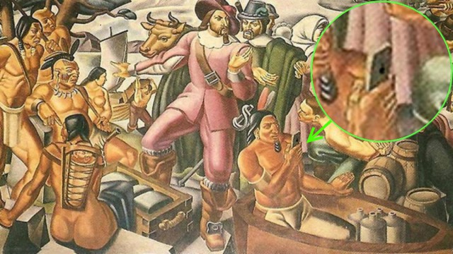 На фреске 1937 года обнаружили индейца со смартфоном