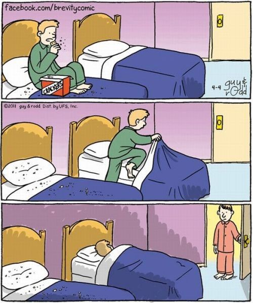 Крошки в постели не мешают спать