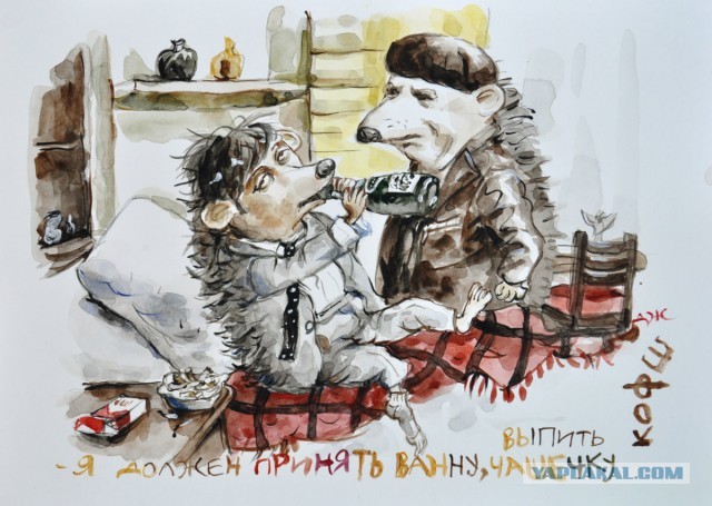 Колючий юмор от художника Анжелы Джерих | Ежики переехали в известные картины мира