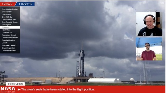 Прямая трансляция повторного запуска SpaceX Crew Demo-2
