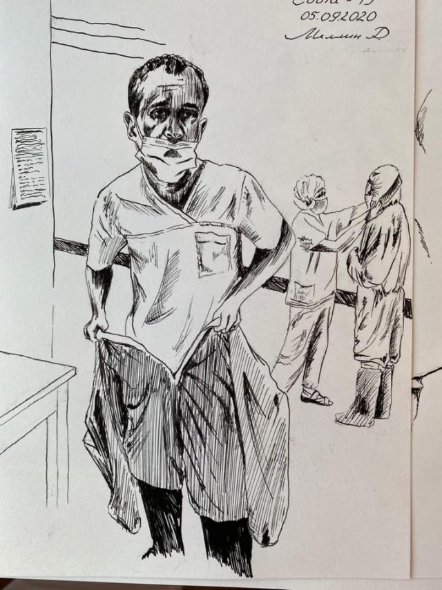 Кемеровский хирург лечит больных с COVID-19 и рисует будни медиков