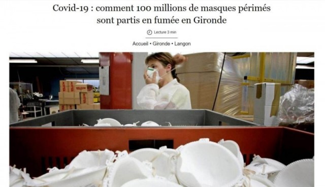 Во Франции сожгли 100 млн медицинских масок, закупленных у Китая "по цене алмазов" в начале пандемии