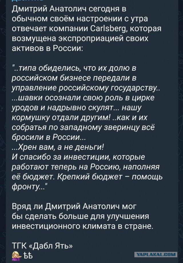 Гендиректор Carlsberg: российские власти украли наш бизнес