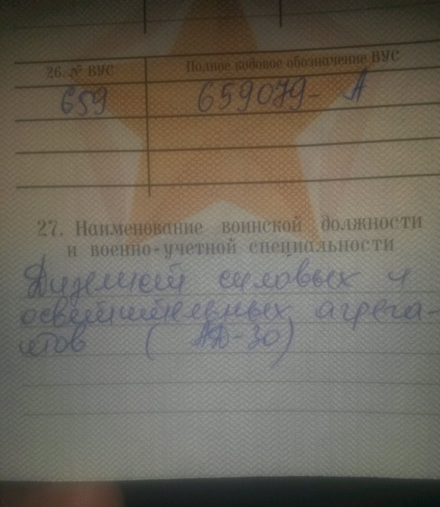 А что у вас написано в военном билете?