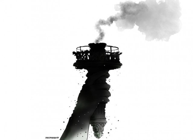 Протесты и погромы в США в зарубежной карикатуре