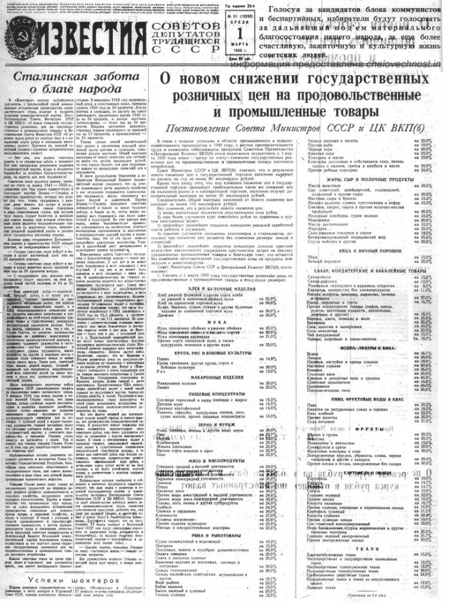 Сталинское снижение цен (1947-1954 гг.)