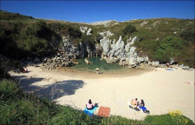 Морской пляж посреди пустыря с кустарником