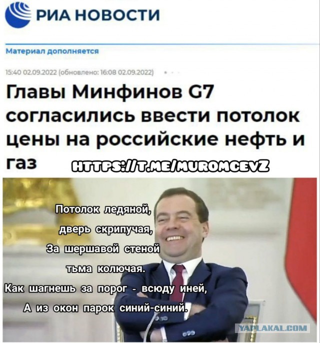 Медведев: российского газа в Европе не будет в случае установления в ЕС лимита цен на него