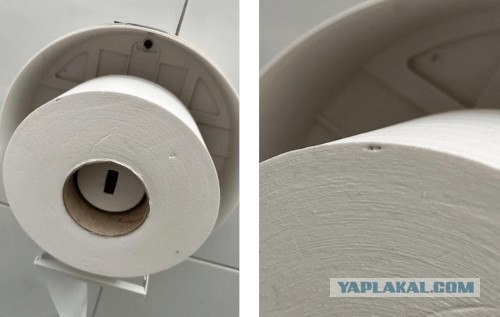 Рулон туалетной бумаги в общественном туалете был истыкан иглами
