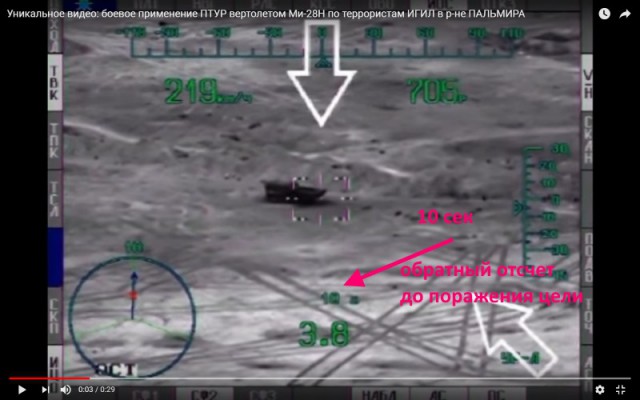 Ми-28Н уничтожает танк ИГИЛ с дистанции в 3 км