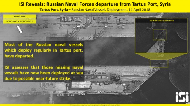 Российские корабли покинули базу в Сирии перед американским ракетным ударом