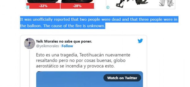 В Мехико два человека сгорели заживо на парящем воздушном шаре