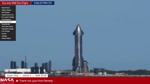 Запуск SpaceX Starship SN8 - трансляция