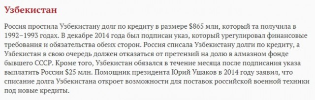 Россию губит альтруизм: страна простила долги на 151 миллиард долларов