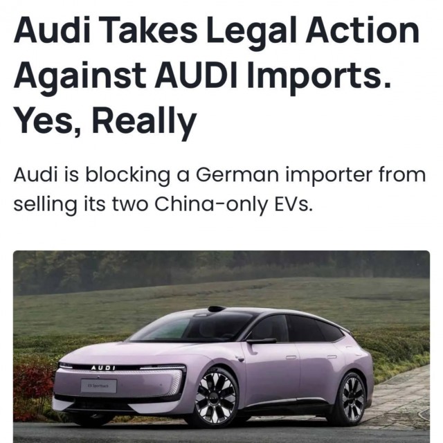 Audi пытается запретить  импорт в Германию автомобилей собственного китайского суббренда AUDI
