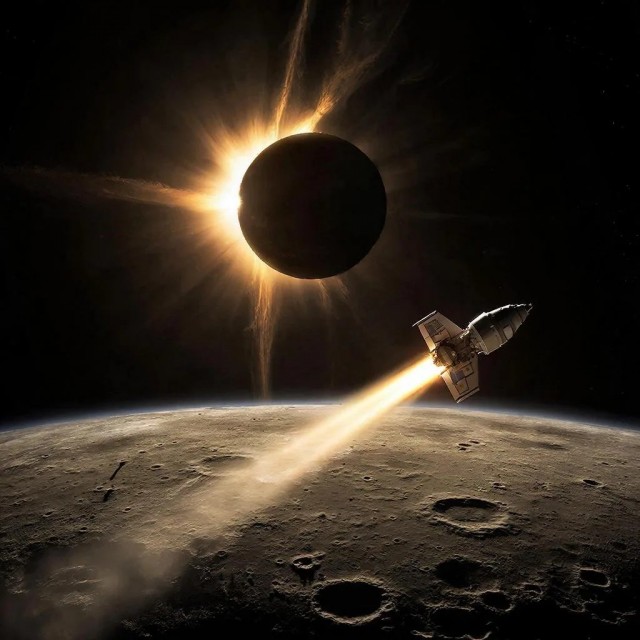 NASA показали кадр полного солнечного затмения и закат Земли, снятые с борта Orion
