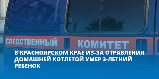 В Красноярском крае 3-летний ребёнок умер от отравления домашней котлетой