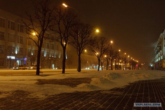 Первая снежная ночь в Минске