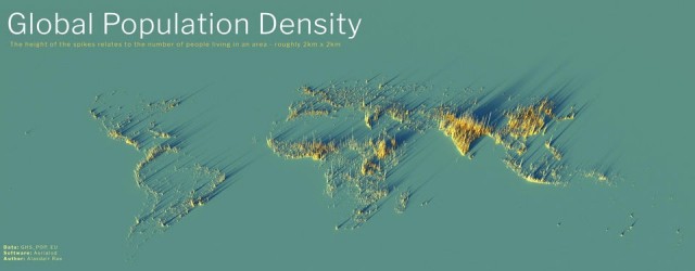 3D-визуализация плотности населения Земли