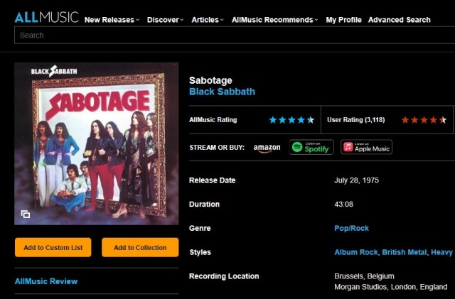 Музыка и музыканты: Black Sabbath «Sabotage»