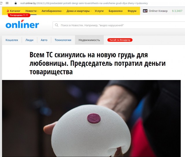 В Беларуси председатель ТСЖ вместо капремонта сделал грудь жене и любовнице